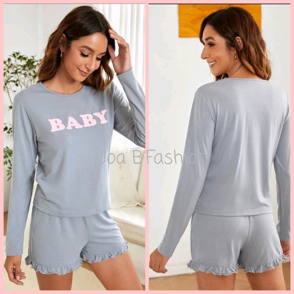 Letter Graphic Lounge Set Pijama